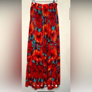 Eva Mendes Floral Tropical Chiffon Maxi Skirt